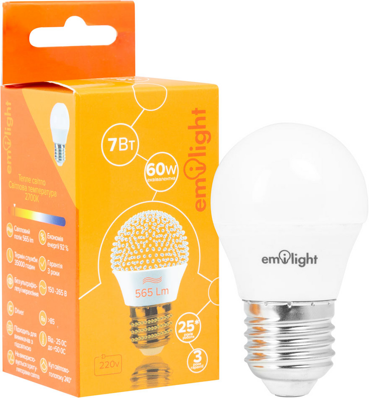 Лампа світлодіодна Emilight (2230529365016) 7Вт, E27, 2700K